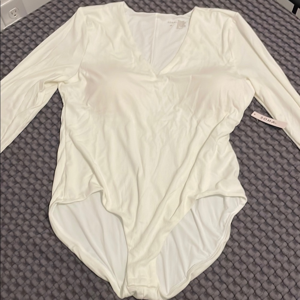 Soma White Long Sleeve Bodysuit NWT